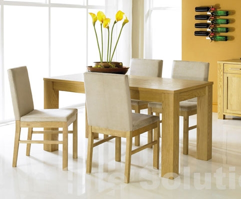 cuba Oak Fixed Table and 4 Upholstered Dining