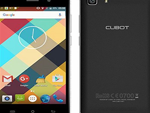 Cubot  Rainbow Mobile Phone Android 6.0 Operation System 5.0 inch IPS Screen GSM/WCDMA No-Contract Smartphone Dual SIM Card Standby MT6580 Quad-Core CPU 16GROM 1G RAM (Black)