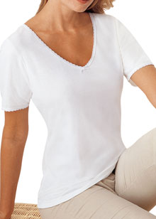 Softwear Lace Edge v-neck short sleeve top