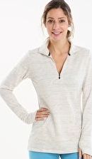 Cuddl Duds, 1297[^]265206 Womens Comfortwear Long Sleeve Half Zip - Ivory