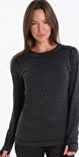 Cuddl Duds, 1297[^]265350 Womens Flexfit Long Sleeve Crew - Black Space Dye