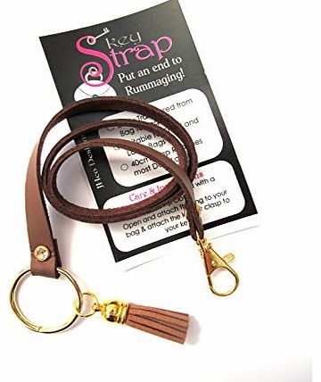 CUK Designs Detachable Handbag Key Ring Strap - Brown Faux Leather (Brown & Gold Tone)