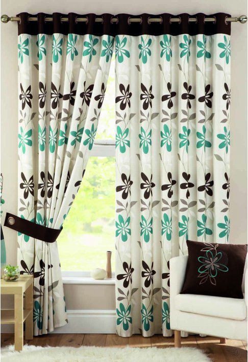 Ariel Teal Lined Eyelet Curtains