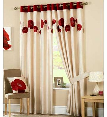 Curtina Danielle Lined Eyelet Curtains - 168 x 183cm - Red