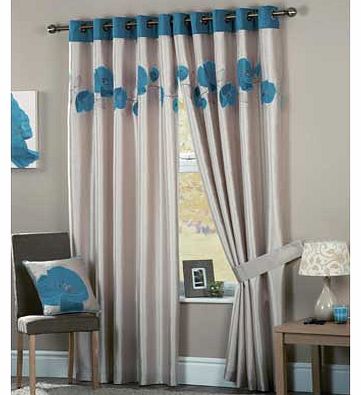 Danielle Lined Eyelet Curtains 117x137cm - Teal