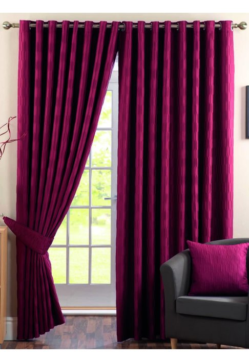 Lyons Red Lined Eyelet Curtains
