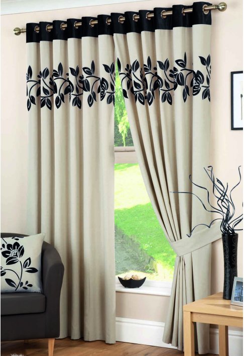 Rivage Black Lined Eyelet Curtains