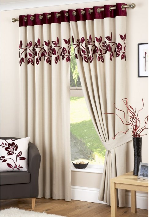 Rivage Wine Lined Eyelet Curtains