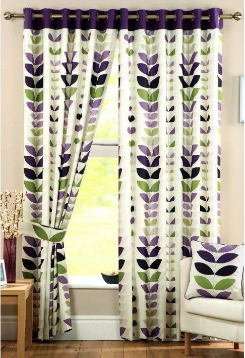 Curtina Zest Aubergine Lined Eyelet Curtains