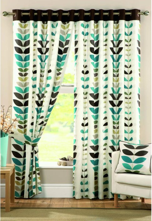 Curtina Zest Teal Lined Eyelet Curtains