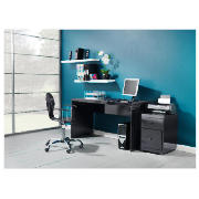 Curve High Gloss Office Desk, Black