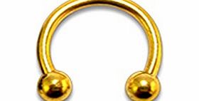 Curved Barbells Gold Anodized Surgical Steel 16Gauge (1.2MM) - 10MM (3/8``) Length Circular Barbell with 3mm Ball