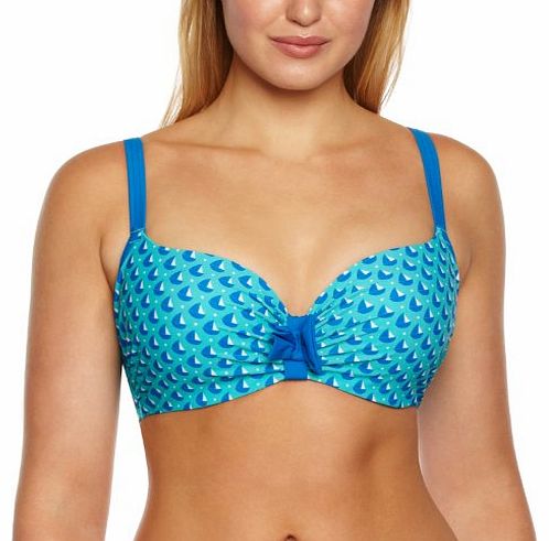 Curvy Kate Womens Marina Moulded Bra Underwired Bikini Top, Blue (Aqua), 32E