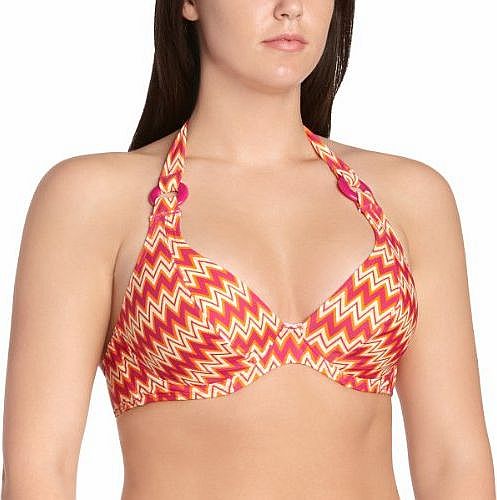 Womens Shockwave Halter Underwired Aztec Bikini Top, Multicoloured (Sunset), 32GG