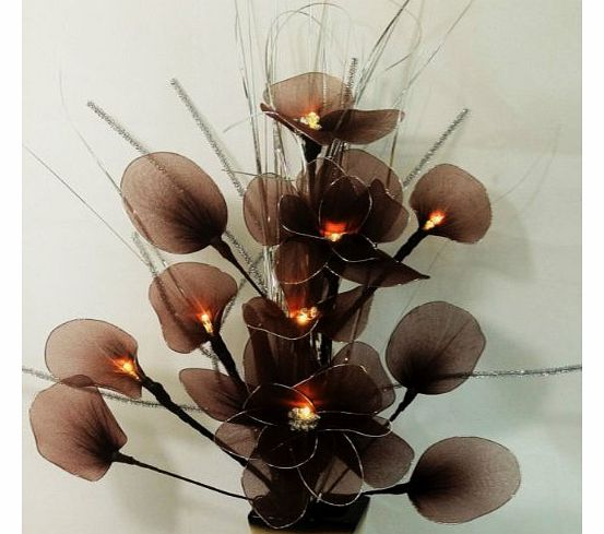 CUSHIONMANIA artificial flower arrangement with electric led lights lamps in 7 lovely colours (brown)