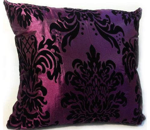 CUSHIONMANIA FLOCK DAMASK CUSHION COVERS IN 9 LOVELY COLOURS 18``X 18`` (PURPLE)