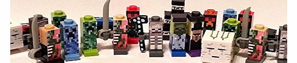 Custom Mini Figures, Building Block Toys,Pixel Figures,Creepers,Steve,Monster Set. 16 Piece set