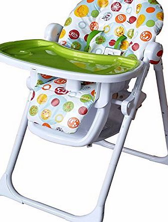 Cute Baby Fruit Paradise - Recline Compact Padded Baby High Low Chair Complete With Double Tray amp; Storage Basket