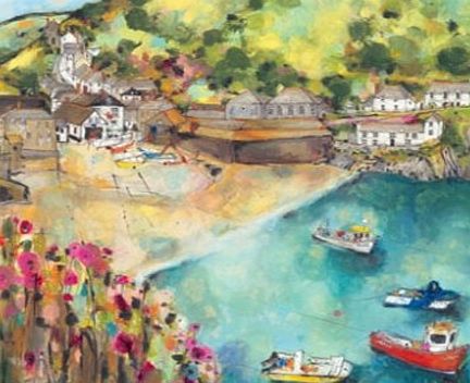 Cwaak Port Isaac Harbour Art Print Greeting Card - Landscape, Scenic - Birthday Card, Thank You, Leaving