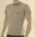 Mens Beige & Gold Short Sleeve Cotton T-Shirt