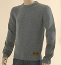 D&G Mens Blue with Green Fleck Round Neck Wool Mix Sweater