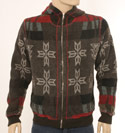 D&G Mens Brown & Red Full Zip Hooded Fleece