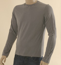 Mens Grey Round Neck Long Sleeve Lightweight T-Shirt