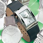 D & G Mens Silver Dial Grey Leather Strap Watch