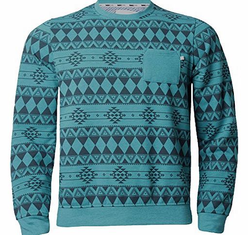 D-Code Mens Sweatshirt Jumper Knitwear Aztec Print Top Casual Crew Neck D Code 1D 2489, Turquoise Marl, Medium