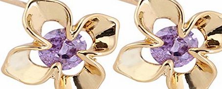 Da.Wa Flower Shape Crystal Diamond Stud Earrings in 18K Gold Plated