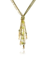 Daco Milano Green Jade Multi-strand Sterling Silver Lace Drop Necklace