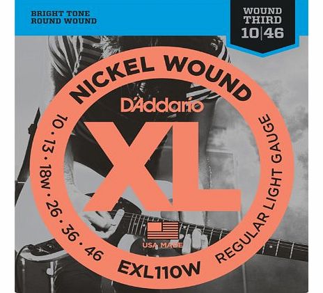 EXL110W XL Nickel Wound Regular Light (.010-.046) Wound 3rd Electric Guitar Strings
