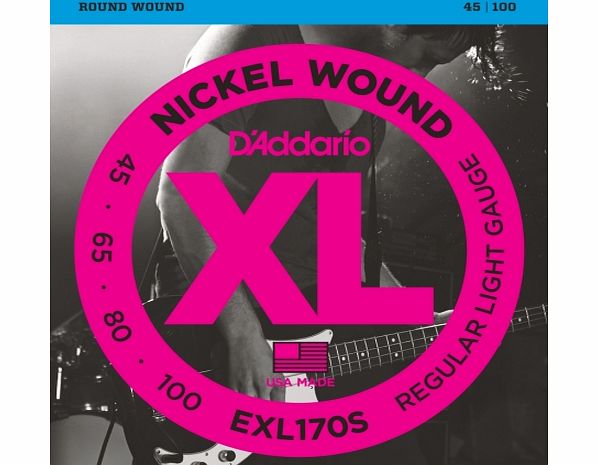 DAddario EXL170S XL Nickel Wound Regular Light (.045-.100) Short Scale Electric Bass Guitar Strings