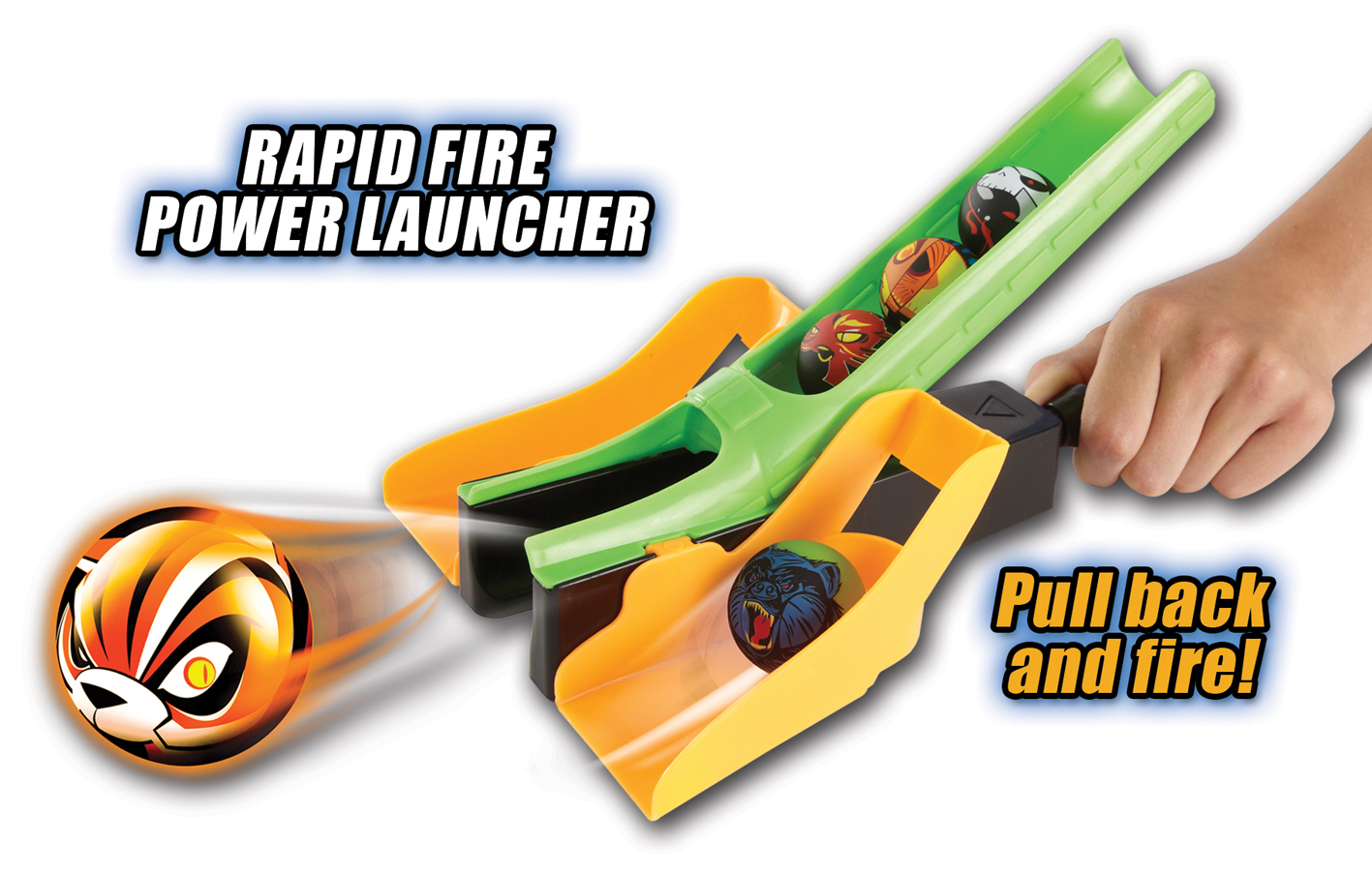 - Rapid Fire Power Launcher and 2 Balls