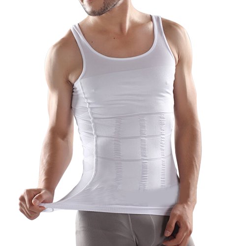 Stretchy Firm Tummy Belly Control Slimming Body Shaper Vest Undershirt Magic Compression Muscle Shirt Figure-Flattering Trimmer Tank Cover Most Size FREE POSTAGE WHITE