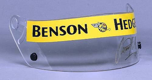 Damon Hill and#8211; Signed Race used visor and8211; 1998 Jordan