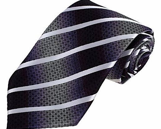 DAN SMITH DAA7A06D Grey White Stripes Evening Designer Tie Woven Microfiber Tie For Dress Great Gift Ideas By Dan Smith