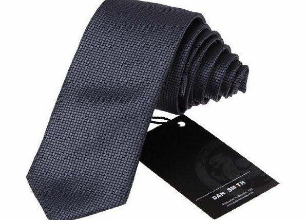 DAN SMITH DAE2009 Dim grey Handmade Slim Necktie Matching Present Box Set Checkered Fashion Tie ST By Dan Smith
