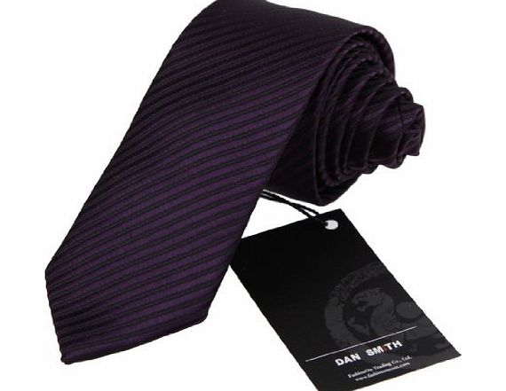 DAN SMITH DAE2039 Purple Black Best Skinny Tie Matching Present Box Set Stripes Slim Tie For Men ST By Dan Smith