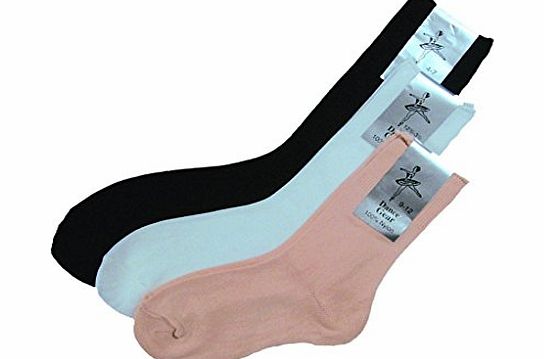 Dance Gear Girls Childrens Ballet Dance Nylon Ankle Socks Great With Leather Ballet,Character,Jazz Shoes (BS) - Black - Shoe Size 9 - 12 (Childs)