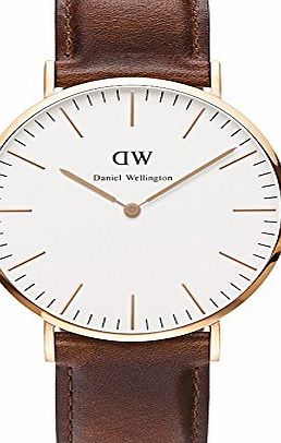 Daniel Wellington St Andrews Rose Mens Quartz Watch with White Dial Analogue Display and Brown Leather Strap 0106DW