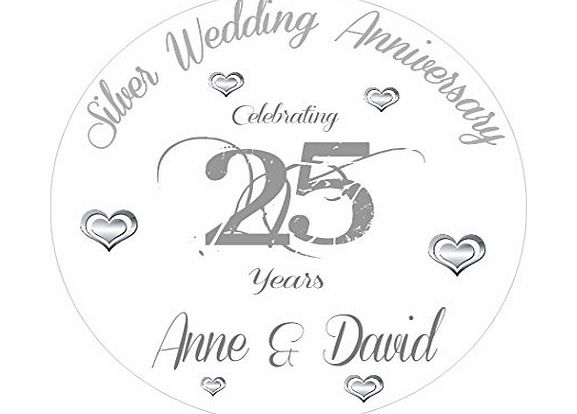 Darkhaireddolly Personalised Silver Wedding Anniversary Cake Decoration - 25th Anniversary