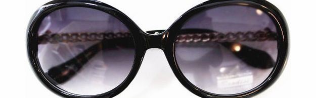 Darzzling Classic Retro Oversized Sunglasses Round with Embellished Arms