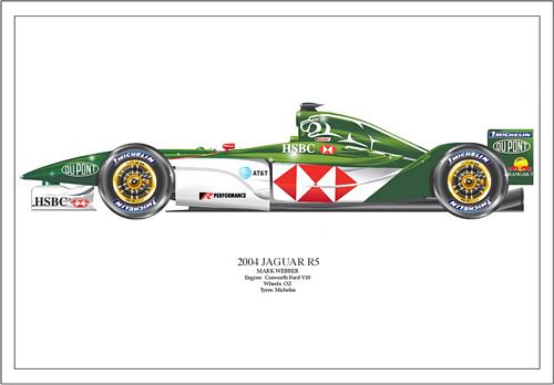 David Wilson Jaguar R5 Print - Mark Webber Signed by the artist Measures 48cm x 32cm (19``x13``)