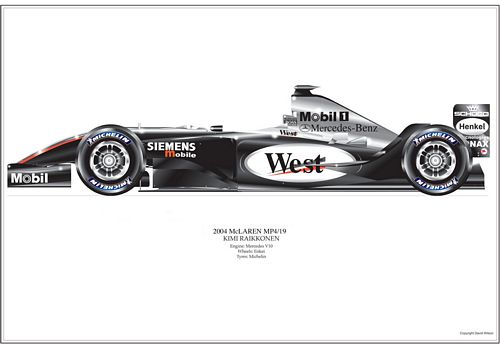 David Wilson McLaren MP4/19 Print - Kimi Raikkonen Signed by the artist Measures 48cm x 32cm (19``x13``)