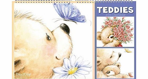 Day2Day Teddies A4 Landscape Family Organiser 2 Weeks to View Calendar 2015