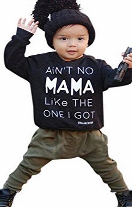 DAYSEVENTH 2016 Cute Baby Kids Set Clothes Long Sleeve Letter Print T-shirt  Pants Outfits Set (6M, Black)