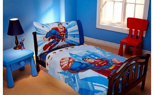 DC Comics Superman 4 in 1 Junior Bed Set, padded Quilt Cover with matching 3pc Sheet Set