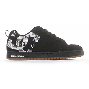 DC Court Graffic SE Skate Shoe - Black/White/Black Print