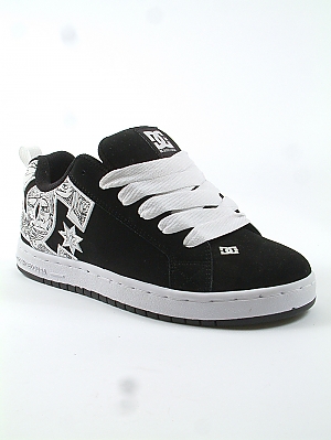 DC Court Graffik Skate Shoes - Carbon/White/Black Print